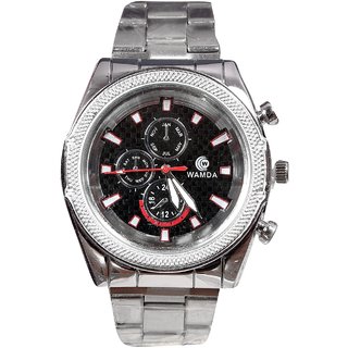 Men Black Big Dial With sliver starp Analog Party Boy Watches
