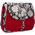 Vivinkaa Black Leaf Red Canvas Sling Bag for Women 