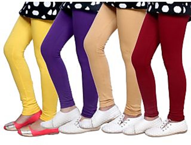 Indistar Big Girls Soft Cotton Leggings Set of -8