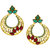 The Jewelbox Filigree Chaand Bali Gold Plated Red Green American Diamond CZ Jhumki Earring for Women