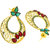 The Jewelbox Filigree Chaand Bali Gold Plated Red Green American Diamond CZ Jhumki Earring for Women