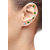 The Jewelbox Slender Gold Plated American Diamond Emerald Green Ear Cuff Pair for Women