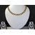 White and Blue Tilak Pearl Polki Necklace Set