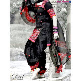 Buy Black With Red Embroidered Punjabi Suit Online 4499 from