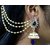 Dark Blue Drop Jhumka With Pearl Ear Chain Earring