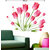 Pvc Green Leaves Branch And Tulips Wall Sticker (37X28 Inch)