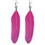 Pink Feather and Faux Pearl Earrings - 724.1