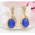 Ladies Womens Girls Earrings Partywear Stud Filled Crystal Rhinestone Blue Dangle High Fashion Very Trendy