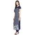 Sukuma Digital Print Cap Sleeve Long Kurti Navy Blue