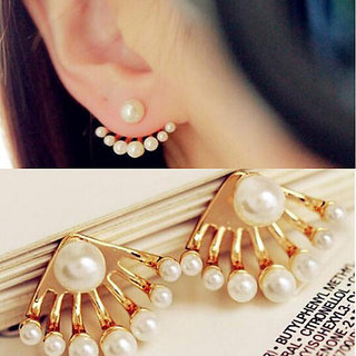 Designer Small Pearl Dragon Hand Ear Cuff Stud Earrings Designer Small Pearl Dragon Hand Ear Cuff Stud Earrings Women S