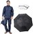 Combo of Blue Rain Coat with 3-Fold Black Umbrella And 3 Handkerchiefs