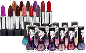Adbeni Girls Selection Combo Makeup Sets (12 Lipstick and 12 Nail Paint)