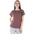 Ruhaans Brown Polyester Printed Round Neck Casual Top