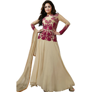 Buy 1890177Embroidered Design Beige long flour touch Anarkali Suit