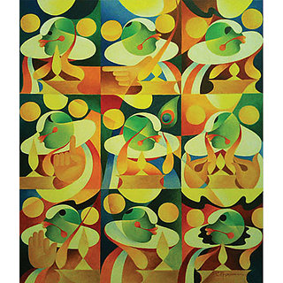 Buy Kathakali Navarasam Abstract Painting Original 96cm X 84cm Acrylic On Canvas Online 97000 From Shopclues