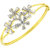 The Jewelbox Openable Flower Marquise American Diamond CZ Gold Plated Bangle Bracelet Kada for Women