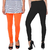 Stylobby Orange and Black Leggings For Girls Pack of 2