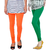 Stylobby Green and Orange Leggings For Girls Pack of 2