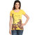 Wolfpack Yellow Cotton Round Neck Half Sleeve Printed T-Shirt