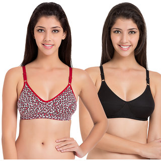 Buy Souminie Flexi Fit Cotton Red Wh Non Padded (Pack Of 2) Non-Wired Bra  Online at Low Prices in India 