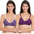 Souminie Purple Cotton Non- Padded Wirefree Printed And Solid Bra (Pack Of 2)
