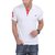 Mens Half Sleeve Solid T-Shirt With No.3 Applique (White)
