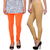 Legemat Orange and Beige Leggings For Girls Pack of 2