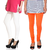 White and Orange Leggings For Girls Pack of 2