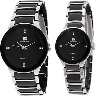 Special diwali offer IIK Collection steel and black couple watch