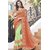Shaily Orange and Neon Green Georgette Embroidered Saree