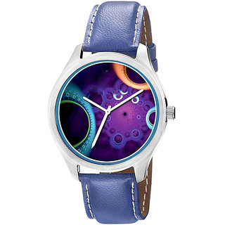 Jack Klein 1210 Graphic Analog Blue Leather Watch For Men,Women