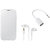 MuditMobi Premium Flip Cover With Earphone and Audio Splitter Cable For- Micromax Bolt A66 - White