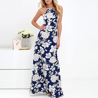Buy Fashion Women High Neck Backless Floral Slim Fit Long Maxi Dress Online 2100 from ShopClues