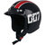 Bond 007 Style Open Face Helmet ( ISI Certified ) (Black Glossy) (Red Strip)