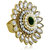 Spargz Floral Design Finger Ring Studded with Pearl  Ruby AIFR 047