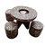 Shilpi Round Folding Wooden Log Slices Coffee Table Set