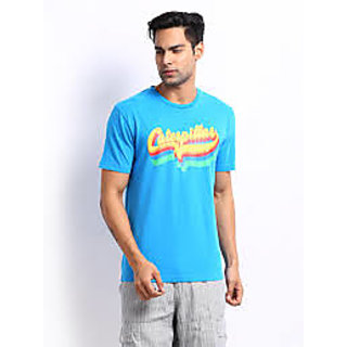 CAT Men Blue Printed Original Fit T-shirt - XL