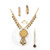 Velamart Fashion Gold Plated AD Necklace Jewellery Set with  Eartops/ Earrings, Finger Ring and Maang Tikka- RKST- 232