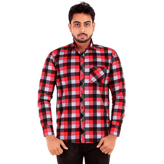 red and black colour check shirt
