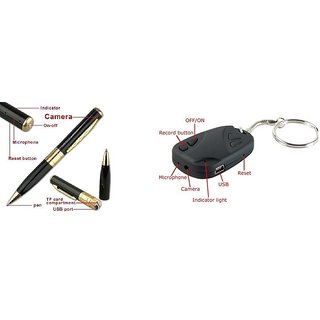 Combo Of Key Chain Spy Camera & Usb Spy Pen Camera