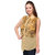 Shakumbhari Beige Georgette Shirt Collar Sleeveless Printed Top
