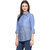 Shakumbhari Blue Cotton Shirt Collar Elbow Sleeve Printed Top
