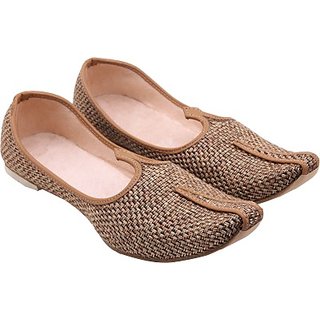 Skylyf Brown Jute In Brown Shadow Ethnic Mojari Mozari Jutti Juti Jooti Footwear
