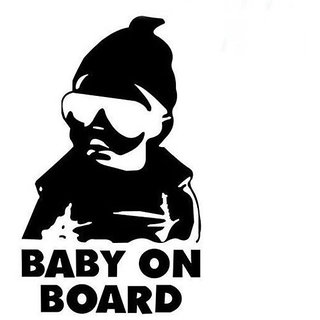 Futaba Baby on Board Reflective Waterproof Car Sticker - Black