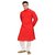 ROYAL MEN COTTON BLAND SOLID RED AND WHITE PATHANI KURTA AND SALWAR MATERIAL 5METER.