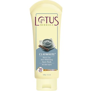 Lotus Herbals Claywhite Black Clay Skin Whitening Face Pack 60 G (Pack Of 2)