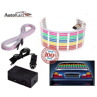 45cm X 11cm, Red Sound Music Beat Activated Car Stickers Equalizer Glow LED Light Audio Voice Rhythm Lamp 