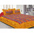 Jaipuri Haat Kantha Work Embroidered Check Pattern Yellow King Size Bed Sheet