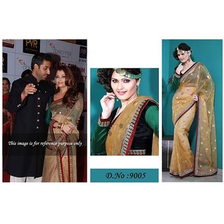 Shop Bollywood Aishwarya Rai Yellow Saree Online Shopclues This aishwarya rai photo might contain cocktail dress, sheath, dinner dress, dinner gown, formal, and evening gown.