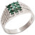 Be You Contemporary Green Emerald Real Gemstones Rhodium Plated Sterling Silver Ring for Women